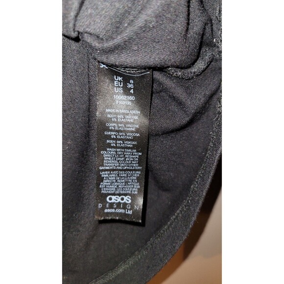 Womens ASOS Design Wrap V-neck T-Shirt Wrap Black Size US 4 - Picture 4 of 4